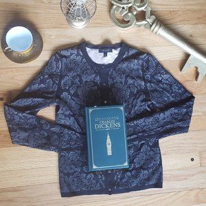 Ann Taylor Black and Gold Lace Cardigan